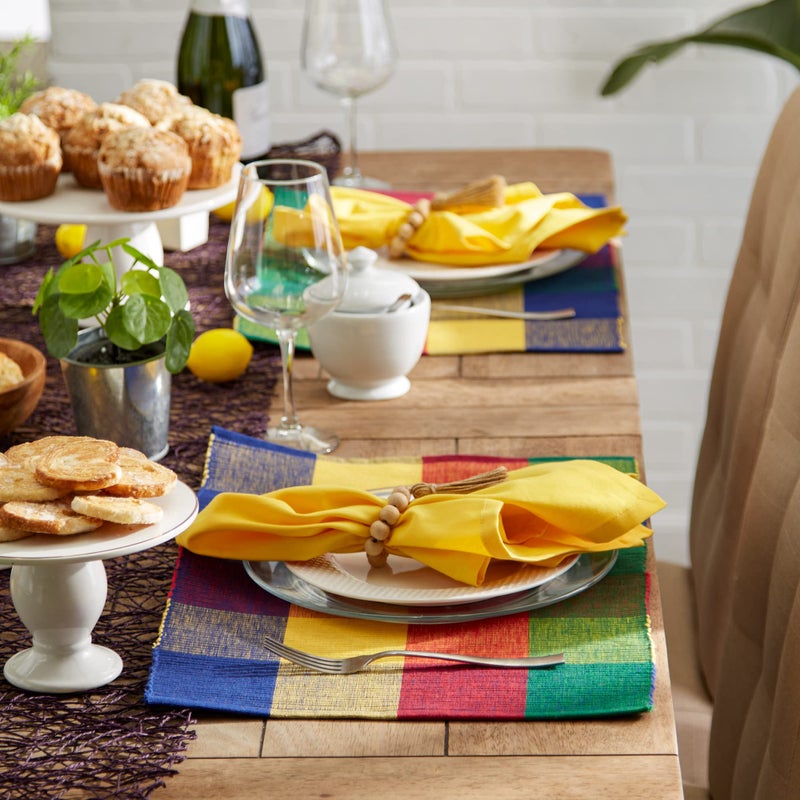 DII Basic Everyday Ribbed Tabletop 100% Cotton, Placemat Set, 13x19, Summer Check, 6 Piece - Image 5
